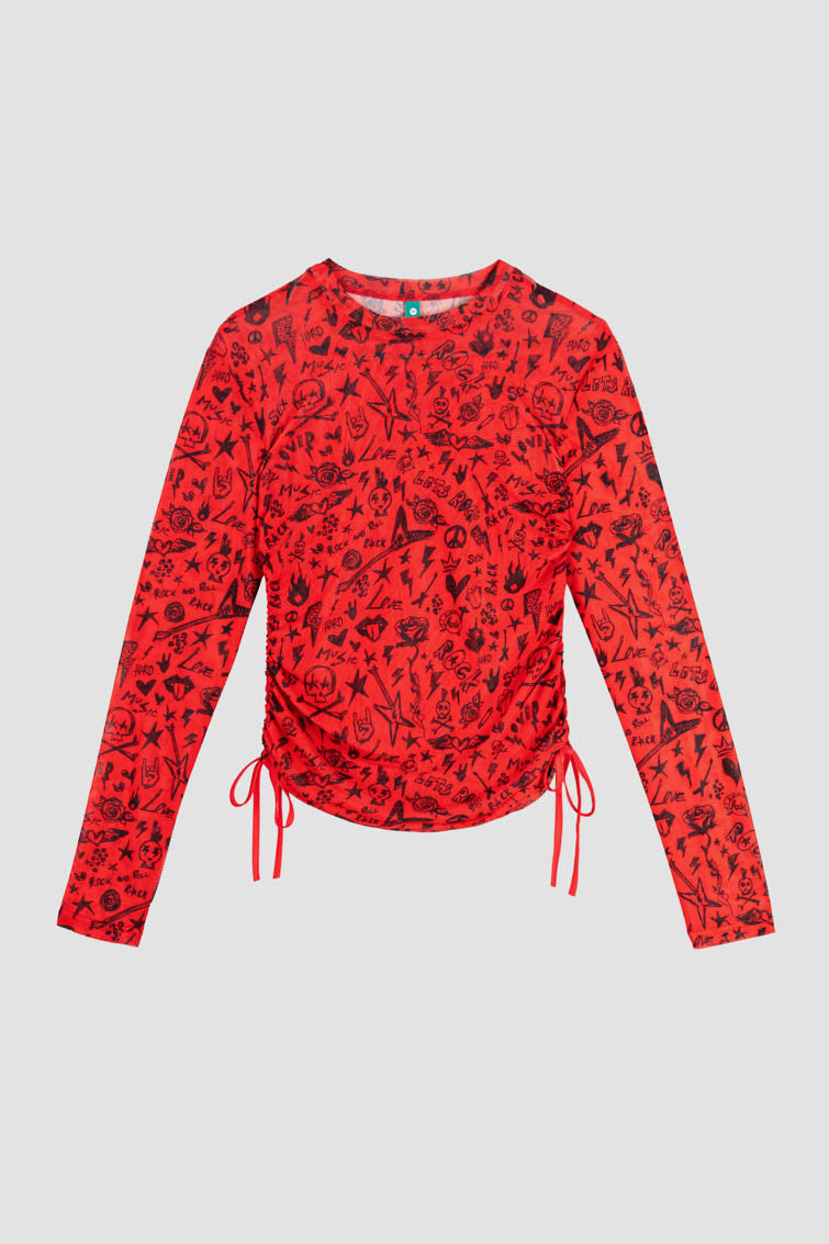 TOP DRAPEADO MANGA LARGA ROCK AND ROLL LOLINA