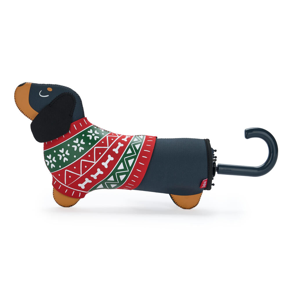 PARAGUAS TECKEL CHRISTMAS NEGRO