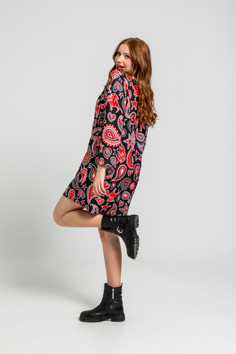 VESTIDO CUELLO REDONDO ESTAMPADO PAISLEY LOLINA