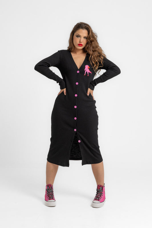 VESTIDO MIDI CANALÉ FEM REX LOLINA