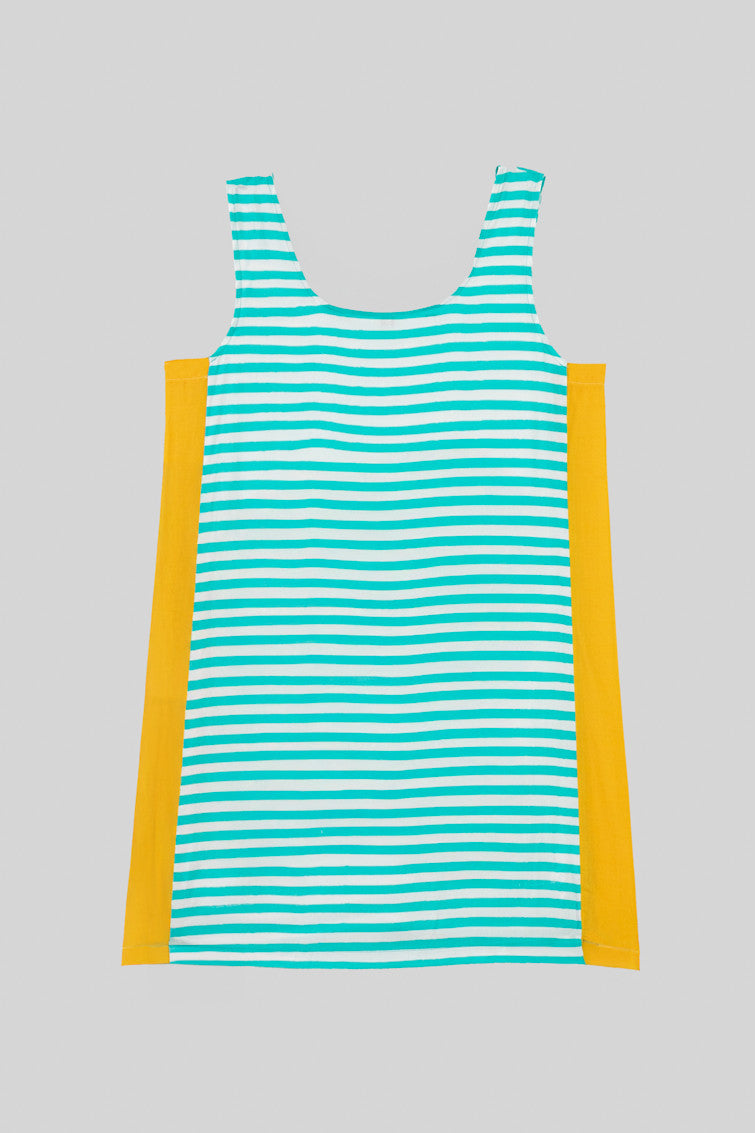 VESTIDO MINI RAYAS BLANCAS Y AZULES CON VESPA LOLINA