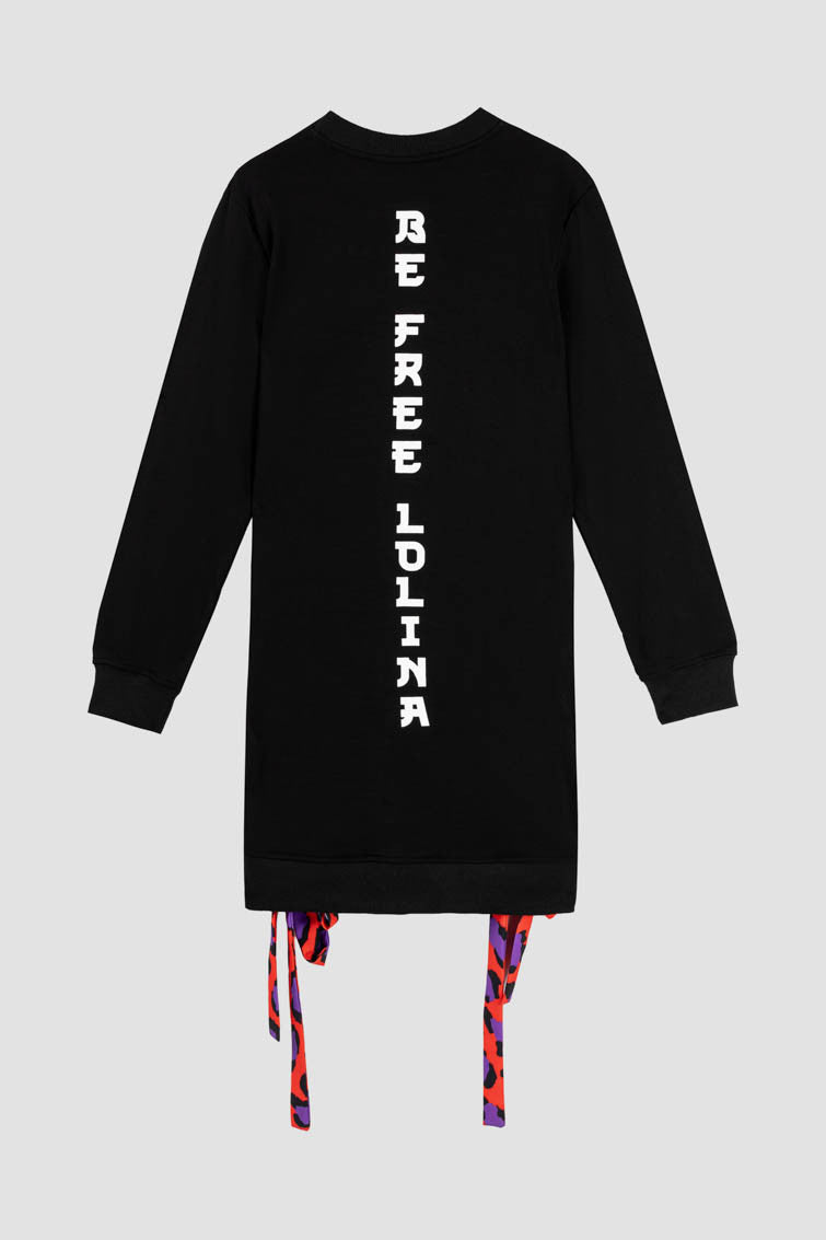 VESTIDO SUDADERA CON LAZADA LATERAL YOU´RE GONNA HEAR ME ROAR LOLINA