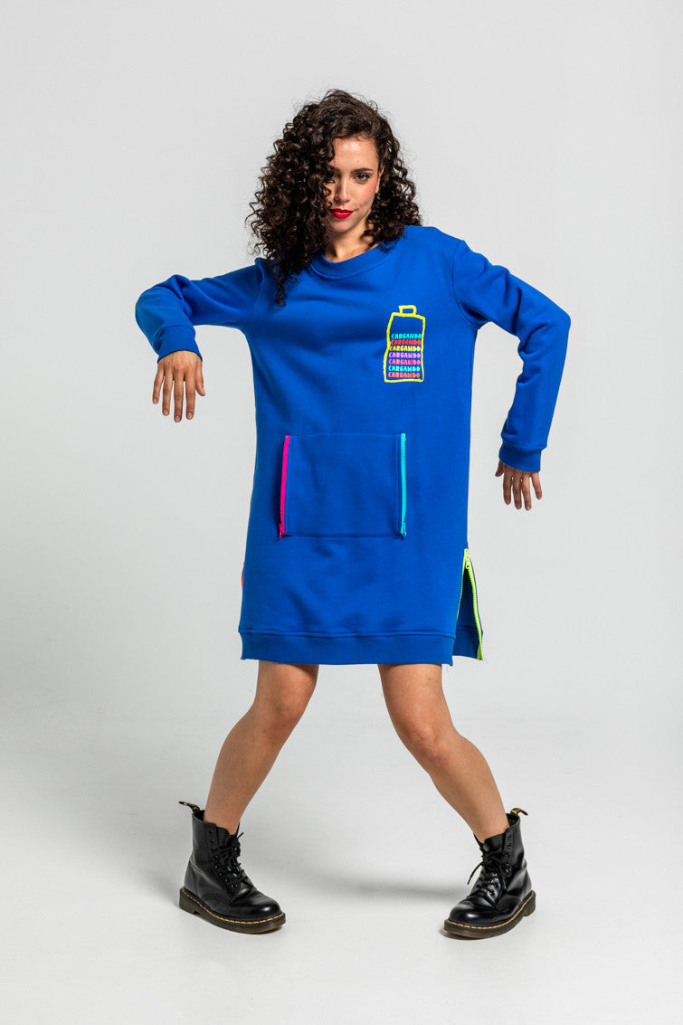 VESTIDO SUDADERA CREMALLERAS GARABATOS ROBOTS LOLINA