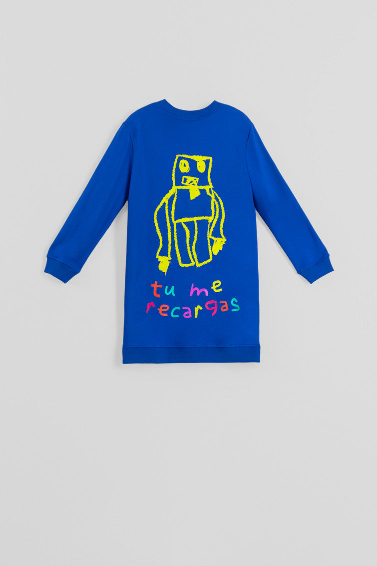 VESTIDO SUDADERA CREMALLERAS GARABATOS ROBOTS LOLINA