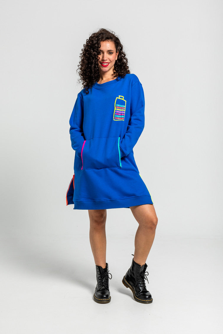 VESTIDO SUDADERA CREMALLERAS GARABATOS ROBOTS LOLINA