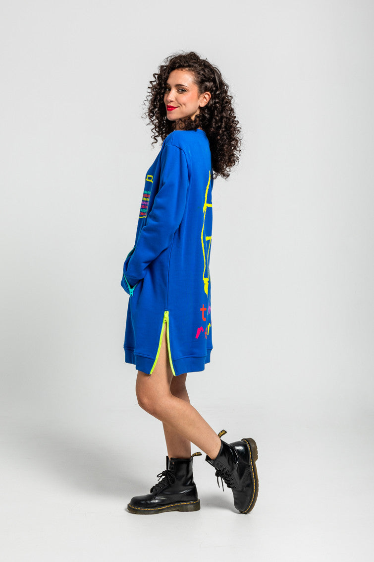 VESTIDO SUDADERA CREMALLERAS GARABATOS ROBOTS LOLINA