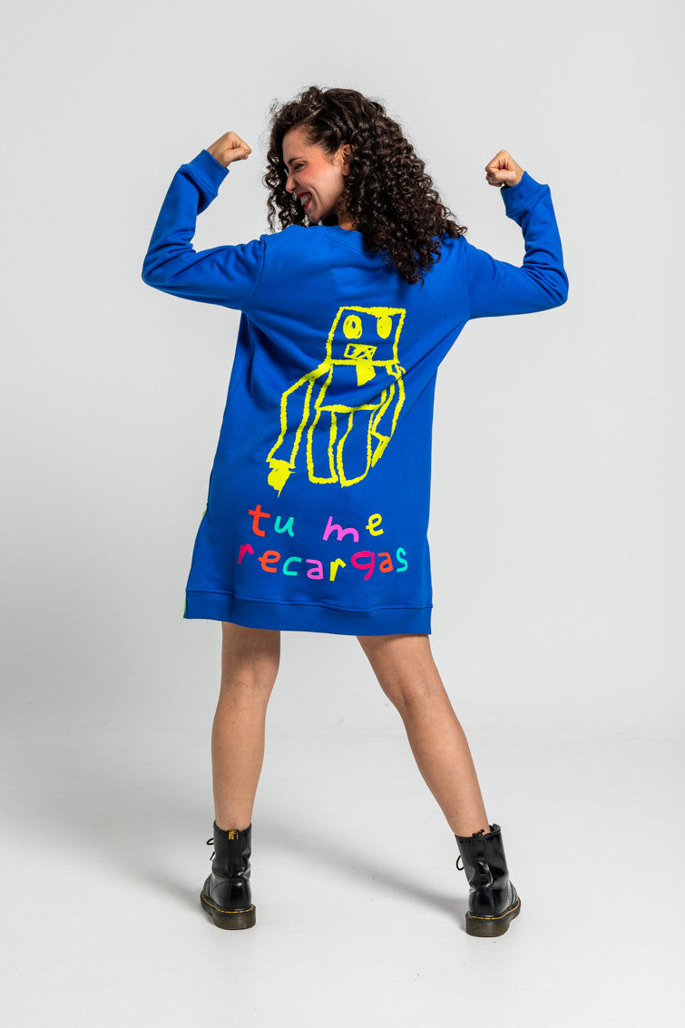 VESTIDO SUDADERA CREMALLERAS GARABATOS ROBOTS LOLINA