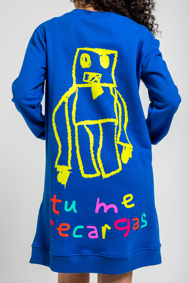 VESTIDO SUDADERA CREMALLERAS GARABATOS ROBOTS LOLINA