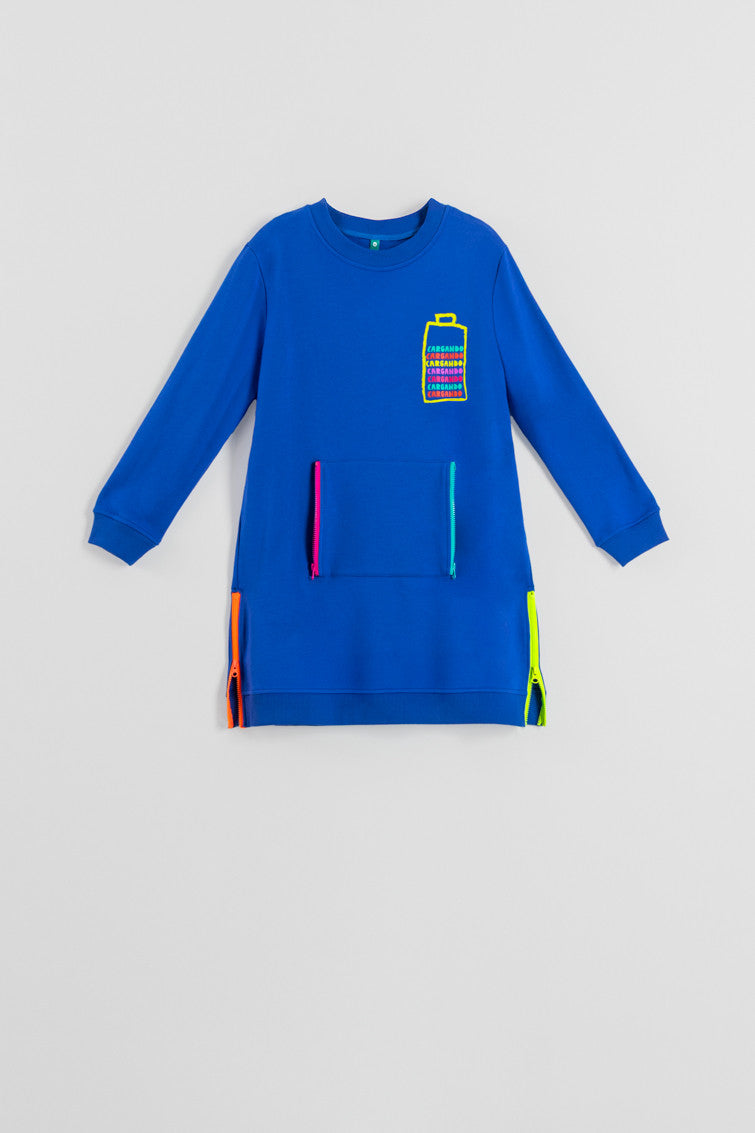 VESTIDO SUDADERA CREMALLERAS GARABATOS ROBOTS LOLINA